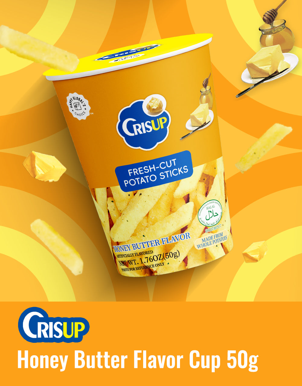 CrisUp Honey & Butter Flavored Potato Sticks - 50g