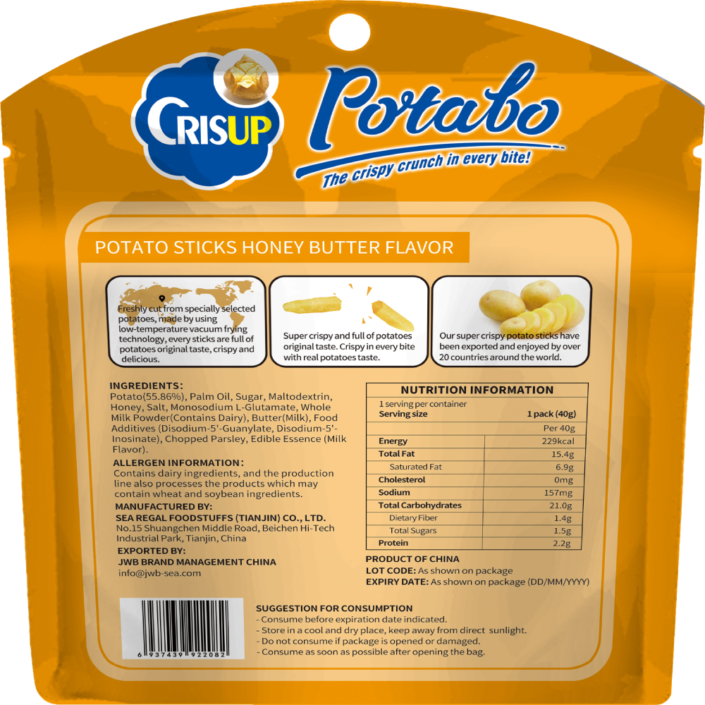 CrisUp Honey & Butter Flavored Potato Sticks