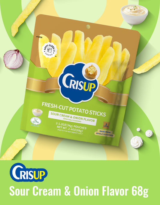 CrisUp Sour Cream & Onion Flavored Potato Sticks - 68g